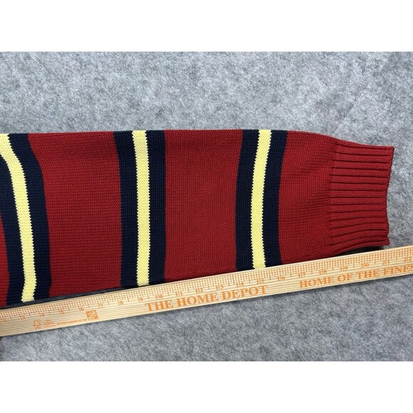 Tommy Hilfiger Men's XXL Red Sweater 100% Cotton Classic Casual Striped Heavy - Picture 6 of 7